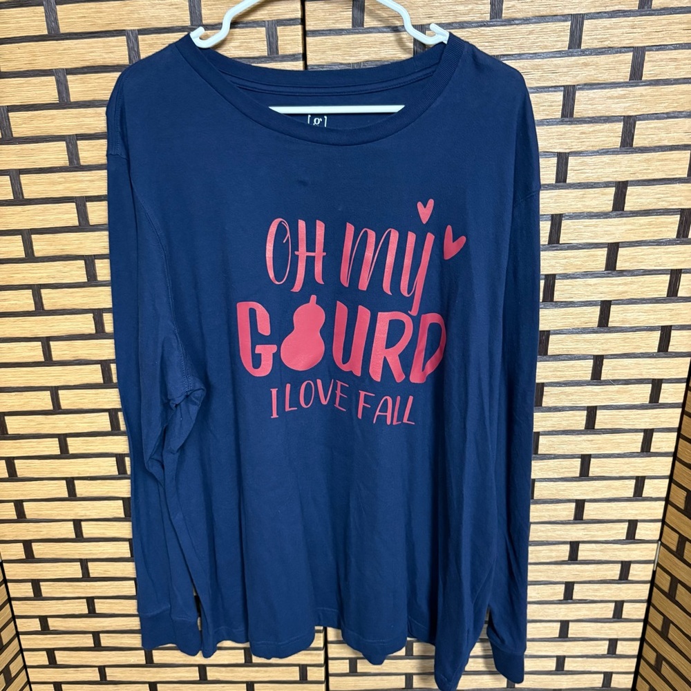 George Oh My Gourd I Love Fall Long‎ Sleeve Tee Size 2X